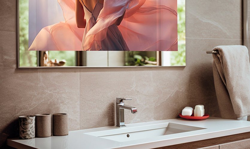 Mirror TV in bathroom