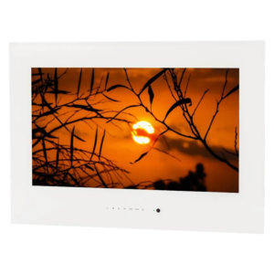 White kitchen cabinet televisions brighten up any kitchen