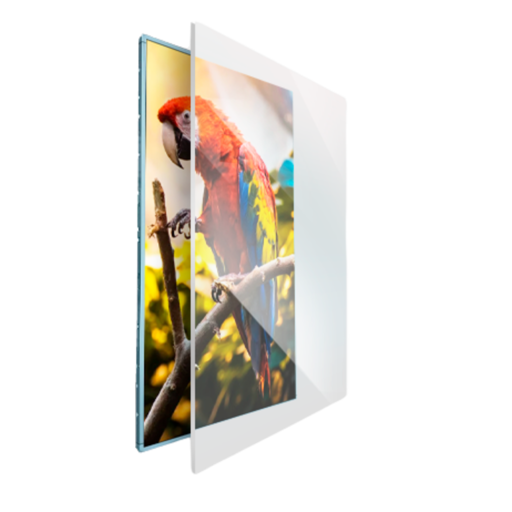 Ultra-bright television panel with a mirror