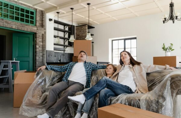 Family in living room shocked at what they see